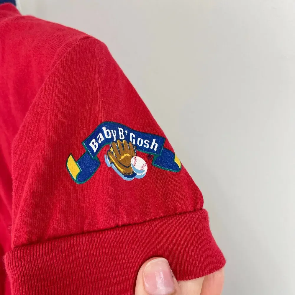 Vintage OshKosh B'gosh Short Sleeve Red Baseball Tee Shirt 12 Months USA